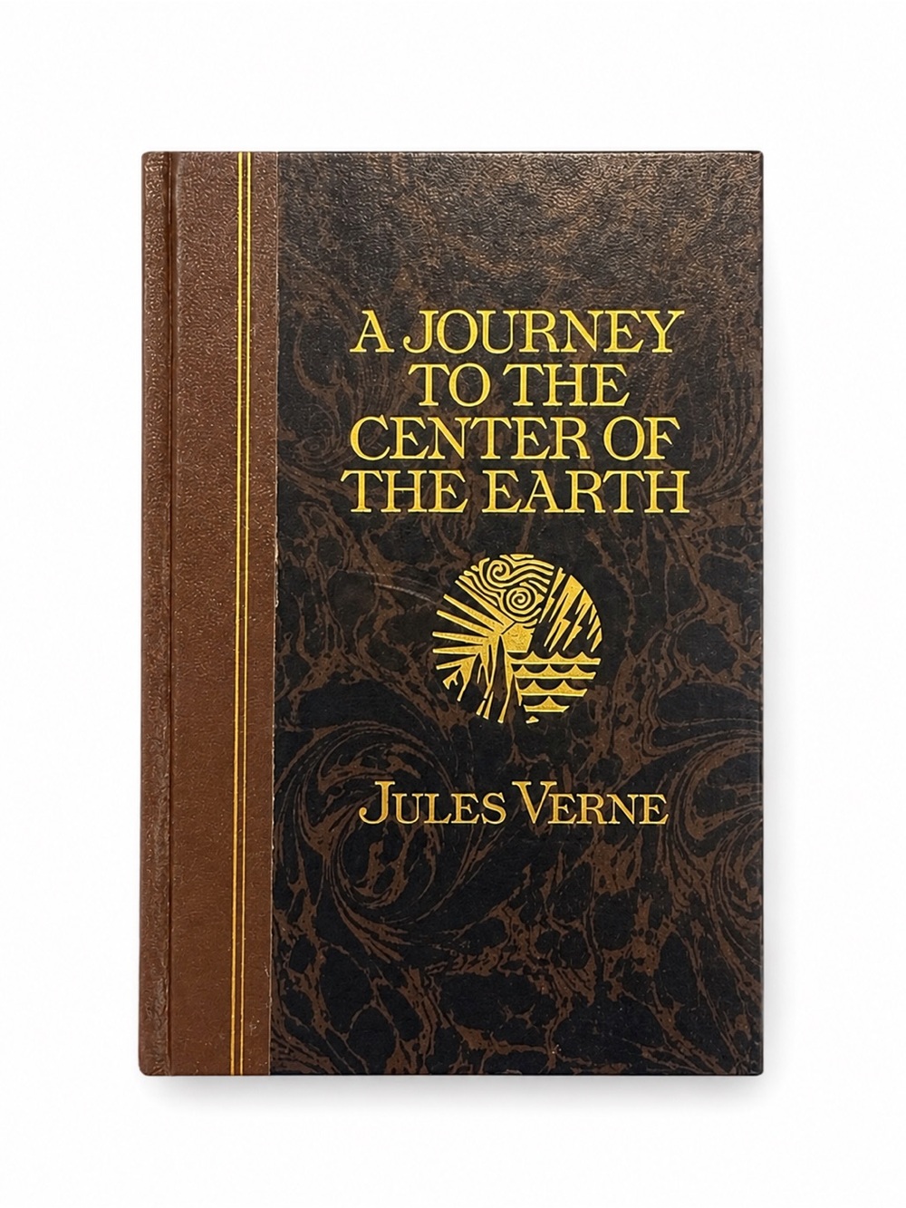 A Journey to the Center of the Earth by Jules Verne - Brown & Gold Hardcover